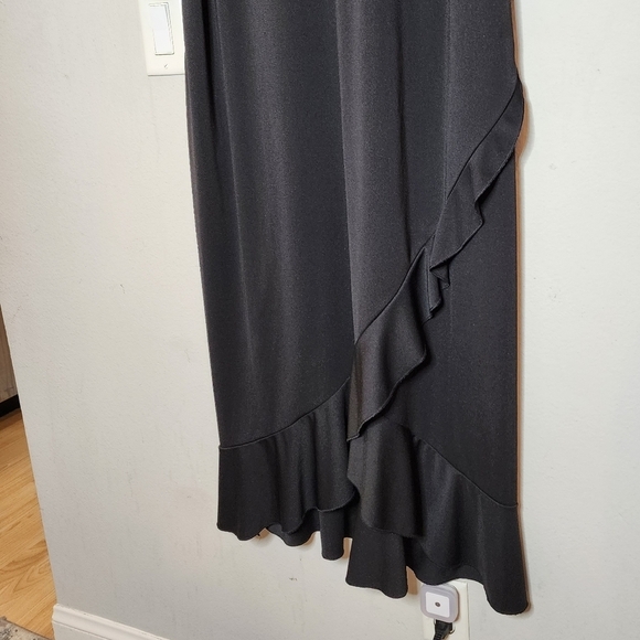 Lane Bryant Stretch Ruffle Trim Black Maxi Dress Size 18/20 2X - Picture 10 of 15